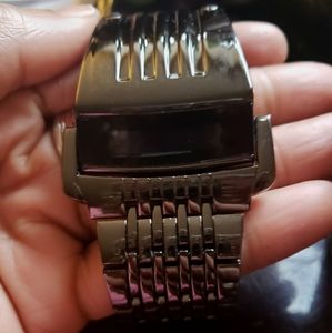 Mens metallic black watch